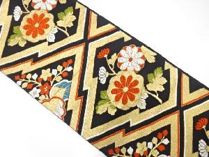 アンティーク　松皮菱に菊桐模様織出し袋帯（着用可）